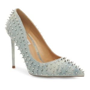 Steve Madden blue VALA-S DENIM FABRIC spiked pumps heel 9